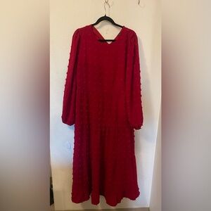 Chic Long Sleeve Red Dress